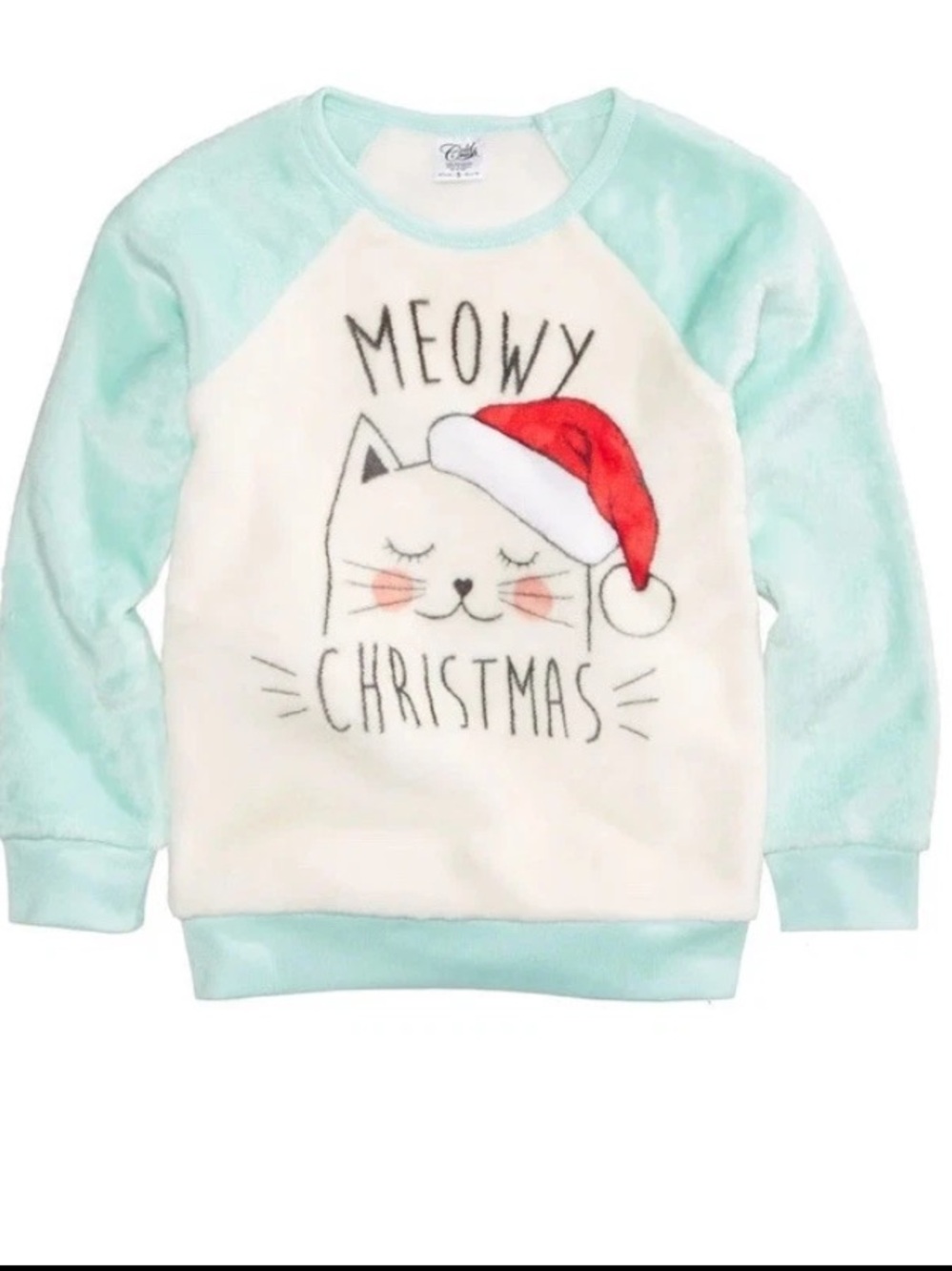 Cold Crush Girls Size 6 Blue & White Meowy Christmas Holiday Sweater
